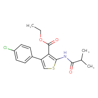 Chemical structure of ethyl 4-(4-chlorophenyl)-2-(2-methylpropanamido)thiophene-3-carboxylate - CSSB00121732437