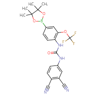 Chemical structure of 1-(3,4-dicyanophenyl)-3-[4-(4,4,5,5-tetramethyl-1,3,2-dioxaborolan-2-yl)-2-(trifluoromethoxy)phenyl]urea - CSSB21332141418