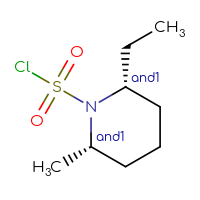 Chemical structure of rac-(2R,6S)-2-ethyl-6-methylpiperidine-1-sulfonyl chloride - CSSB14987122468