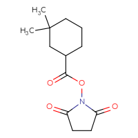Chemical structure of 2,5-dioxopyrrolidin-1-yl 3,3-dimethylcyclohexane-1-carboxylate - CSSB02181334392