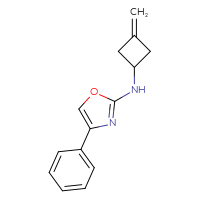 Chemical structure of N-(3-methylidenecyclobutyl)-4-phenyl-1,3-oxazol-2-amine - CSSB15036505529
