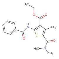 Chemical structure of ethyl 2-benzamido-5-(dimethylcarbamoyl)-4-methylthiophene-3-carboxylate - CSSB00026351632
