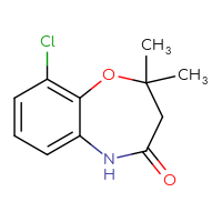 Chemical structure of 9-chloro-2,2-dimethyl-2,3,4,5-tetrahydro-1,5-benzoxazepin-4-one - CSSB00013358234