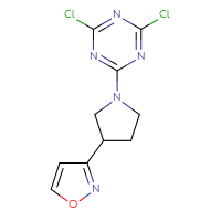 Chemical structure of 2,4-dichloro-6-[3-(1,2-oxazol-3-yl)pyrrolidin-1-yl]-1,3,5-triazine - CSSB21332072293