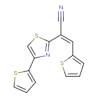 Chemical structure of (2Z)-3-(thiophen-2-yl)-2-[4-(thiophen-2-yl)-1,3-thiazol-2-yl]prop-2-enenitrile - CSSB00132915792