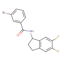 Chemical structure of 3-bromo-N-(5,6-difluoro-2,3-dihydro-1H-inden-1-yl)benzamide - CSSB01937666260