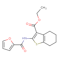 Chemical structure of ethyl 2-(furan-2-amido)-4,5,6,7-tetrahydro-1-benzothiophene-3-carboxylate - CSSB00026299743