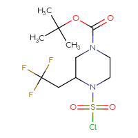 Chemical structure of tert-butyl 4-(chlorosulfonyl)-3-(2,2,2-trifluoroethyl)piperazine-1-carboxylate - CSSB06606112910