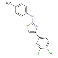 Chemical structure of 4-(3,4-dichlorophenyl)-N-(4-methylphenyl)-1,3-thiazol-2-amine - CSSB00160254476