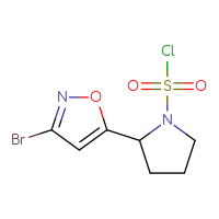 Chemical structure of 2-(3-bromo-1,2-oxazol-5-yl)pyrrolidine-1-sulfonyl chloride - CSSB14890281943