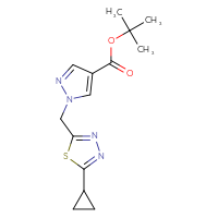 Chemical structure of tert-butyl 1-[(5-cyclopropyl-1,3,4-thiadiazol-2-yl)methyl]-1H-pyrazole-4-carboxylate - CSSB02064354358