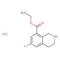 Chemical structure of ethyl 6-fluoro-1,2,3,4-tetrahydroisoquinoline-8-carboxylate hydrochloride - CSSB21043403277