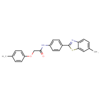 Chemical structure of N-[4-(6-methyl-1,3-benzothiazol-2-yl)phenyl]-2-(4-methylphenoxy)acetamide - CSSB00132653300