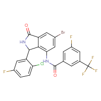Chemical structure of N-[6-bromo-3-(2-chloro-5-fluorophenyl)-1-oxo-2,3-dihydro-1H-isoindol-4-yl]-3-fluoro-5-(trifluoromethyl)benzamide - CSSB21377147654
