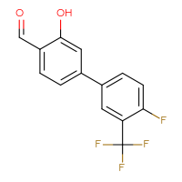 Chemical structure of 4'-fluoro-3-hydroxy-3'-(trifluoromethyl)-[1,1'-biphenyl]-4-carbaldehyde - CSSB00150704229
