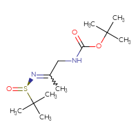 Chemical structure of tert-butyl N-(2-{[(R)-2-methylpropane-2-sulfinyl]imino}propyl)carbamate - CSSB21332860503