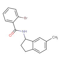 Chemical structure of 2-bromo-N-(6-methyl-2,3-dihydro-1H-inden-1-yl)benzamide - CSSB02041842638