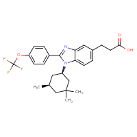 Chemical structure of 3-{2-[4-(trifluoromethoxy)phenyl]-1-[(1R,5R)-3,3,5-trimethylcyclohexyl]-1H-1,3-benzodiazol-5-yl}propanoic acid - CSSB06645078959