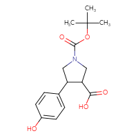 Chemical structure of 1-[(tert-butoxy)carbonyl]-4-(4-hydroxyphenyl)pyrrolidine-3-carboxylic acid - CSSB00010393371
