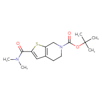 Chemical structure of tert-butyl 2-(dimethylcarbamoyl)-4H,5H,6H,7H-thieno[2,3-c]pyridine-6-carboxylate - CSSB02067185163