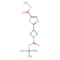Chemical structure of methyl 2-{1-[(tert-butoxy)carbonyl]azetidin-3-yl}-1,3-thiazole-5-carboxylate - CSSB03551679103