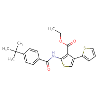 Chemical structure of ethyl 5'-(4-tert-butylbenzamido)-[2,3'-bithiophene]-4'-carboxylate - CSSB00027996598