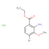 Chemical structure of ethyl 2-amino-4-bromo-3-methoxybenzoate hydrochloride - CSSB20963524920