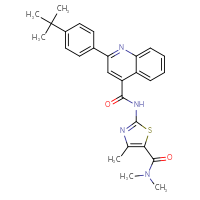 Chemical structure of 2-(4-tert-butylphenyl)-N-[5-(dimethylcarbamoyl)-4-methyl-1,3-thiazol-2-yl]quinoline-4-carboxamide - CSSB00121675130