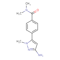 Chemical structure of 4-(3-amino-1-methyl-1H-pyrazol-5-yl)-N,N-dimethylbenzamide - CSSB06298199850