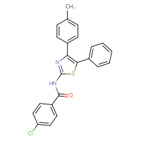 Chemical structure of 4-chloro-N-[4-(4-methylphenyl)-5-phenyl-1,3-thiazol-2-yl]benzamide - CSSB00121698187