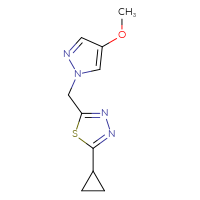 Chemical structure of 2-cyclopropyl-5-[(4-methoxy-1H-pyrazol-1-yl)methyl]-1,3,4-thiadiazole - CSSB01994030816