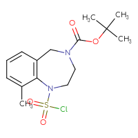 Chemical structure of tert-butyl 1-(chlorosulfonyl)-9-methyl-2,3,4,5-tetrahydro-1H-1,4-benzodiazepine-4-carboxylate - CSSB06440893165