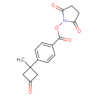 Chemical structure of 2,5-dioxopyrrolidin-1-yl 4-(1-methyl-3-oxocyclobutyl)benzoate - CSSB20270649533