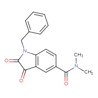 Chemical structure of 1-benzyl-N,N-dimethyl-2,3-dioxo-2,3-dihydro-1H-indole-5-carboxamide - CSSB21043412134
