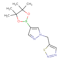 Chemical structure of 5-{[4-(4,4,5,5-tetramethyl-1,3,2-dioxaborolan-2-yl)-1H-pyrazol-1-yl]methyl}-1,2,3-thiadiazole - CSSB00120462209