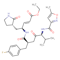 Chemical structure of ethyl (2E,4S)-4-[(2R,5S)-2-[(4-fluorophenyl)methyl]-6-methyl-5-[(5-methyl-1,2-oxazol-3-yl)formamido]-4-oxoheptanamido]-5-[(3S)-2-oxopyrrolidin-3-yl]pent-2-enoate - CSSB00116207090