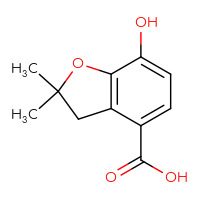 Chemical structure of 7-hydroxy-2,2-dimethyl-2,3-dihydro-1-benzofuran-4-carboxylic acid - CSSB00010391080