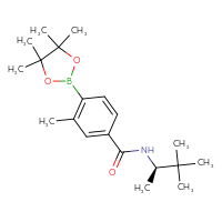 Chemical structure of N-[(2R)-3,3-dimethylbutan-2-yl]-3-methyl-4-(4,4,5,5-tetramethyl-1,3,2-dioxaborolan-2-yl)benzamide - CSSB21332846396