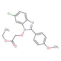 Chemical structure of ethyl 2-{[6-chloro-2-(4-methoxyphenyl)-1H-1,3-benzodiazol-1-yl]oxy}acetate - CSSB00025736213