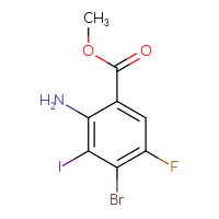 Chemical structure of methyl 2-amino-4-bromo-5-fluoro-3-iodobenzoate - CSSB00160479593