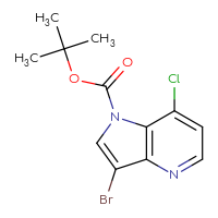 Chemical structure of tert-butyl 3-bromo-7-chloro-1H-pyrrolo[3,2-b]pyridine-1-carboxylate - CSSB21332176197