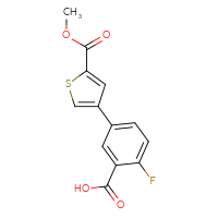 Chemical structure of 2-fluoro-5-[5-(methoxycarbonyl)thiophen-3-yl]benzoic acid - CSSB00150708328
