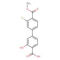 Chemical structure of 3'-fluoro-3-hydroxy-4'-(methoxycarbonyl)-[1,1'-biphenyl]-4-carboxylic acid - CSSB00150701554