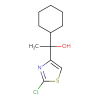 Chemical structure of 1-(2-chloro-1,3-thiazol-4-yl)-1-cyclohexylethan-1-ol - CSSB20844302475
