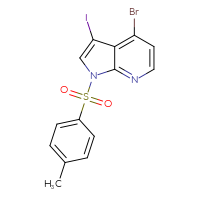 Chemical structure of 4-bromo-3-iodo-1-(4-methylbenzenesulfonyl)-1H-pyrrolo[2,3-b]pyridine - CSSB00103153351
