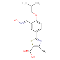 Chemical structure of 2-{3-[(E)-(hydroxyimino)methyl]-4-(2-methylpropoxy)phenyl}-4-methyl-1,3-thiazole-5-carboxylic acid - CSSB03437847713