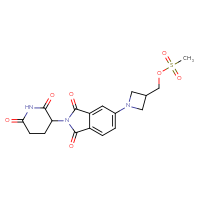 Chemical structure of {1-[2-(2,6-dioxopiperidin-3-yl)-1,3-dioxo-2,3-dihydro-1H-isoindol-5-yl]azetidin-3-yl}methyl methanesulfonate - CSSB20621662539