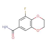 Chemical structure of 8-fluoro-2,3-dihydro-1,4-benzodioxine-6-carboxamide - CSSB15024335279