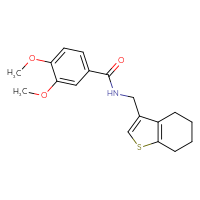 Chemical structure of 3,4-dimethoxy-N-[(4,5,6,7-tetrahydro-1-benzothiophen-3-yl)methyl]benzamide - CSSB00121613737