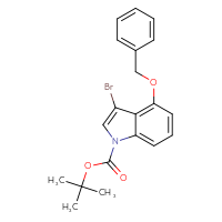 Chemical structure of tert-butyl 4-(benzyloxy)-3-bromo-1H-indole-1-carboxylate - CSSB00010163209